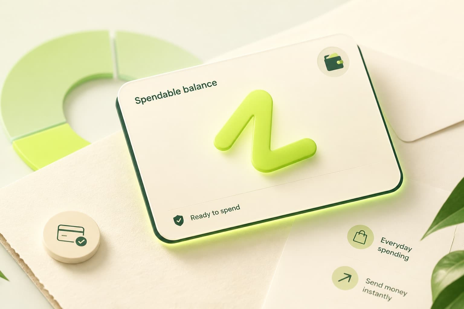 One clear spendable balance card — the number you can actually use.